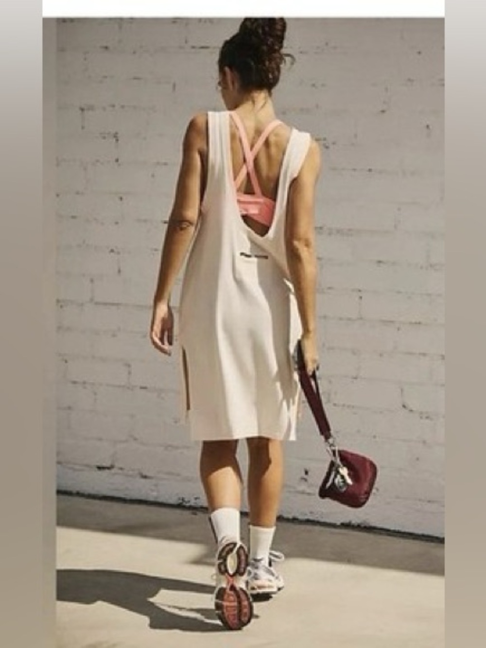 Free People FP Movement Hot Shot Tunic Tank Dress in Cream - Size Large